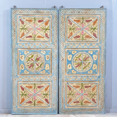 Indian Vintage Antique Hand Carved Solid Wooden Double Barn Door 30