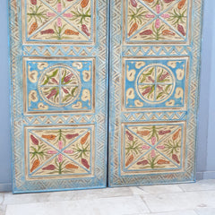 Indian Vintage Antique Hand Carved Solid Wooden Double Barn Door 30