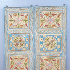 Indian Vintage Antique Hand Carved Solid Wooden Double Barn Door 30