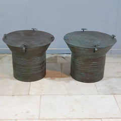 Authentic Vintage Iron Drum Coffee Table 59 x 59 x 47 cm