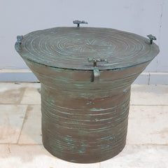 Authentic Vintage Iron Drum Coffee Table 59 x 59 x 47 cm