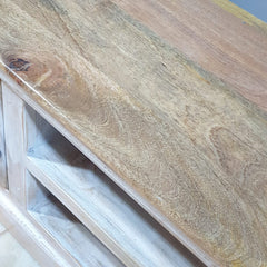 Reclaimed Boat Wood Carved Panel Entertainment Unit TV Stand 180X40X50 CM