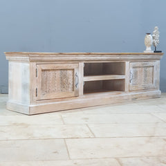 Reclaimed Boat Wood Carved Panel Entertainment Unit TV Stand 180X40X50 CM