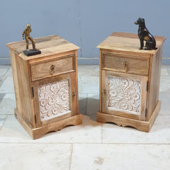 The Attic Jodhpur Solid Wood Bedside Table Natural 40x35x60 cm