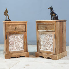 The Attic Jodhpur Solid Wood Bedside Table Natural 40x35x60 cm