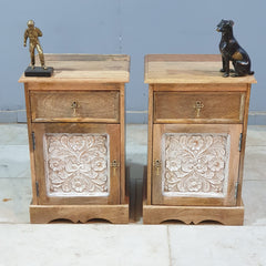 The Attic Jodhpur Solid Wood Bedside Table Natural 40x35x60 cm