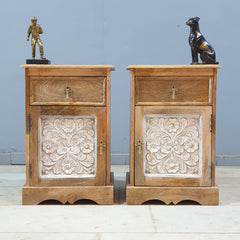 The Attic Jodhpur Solid Wood Bedside Table Natural 40x35x60 cm