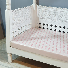 Hand Carved Solid Wood Daybed Whitewash 188 x101 x210 cm