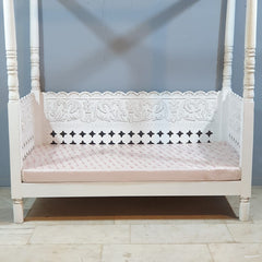 Hand Carved Solid Wood Daybed Whitewash 188 x101 x210 cm