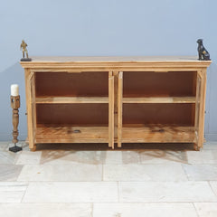 French Arched Hand Carved Glass Doors Buffet Sideboard Natural 180x40x90cm