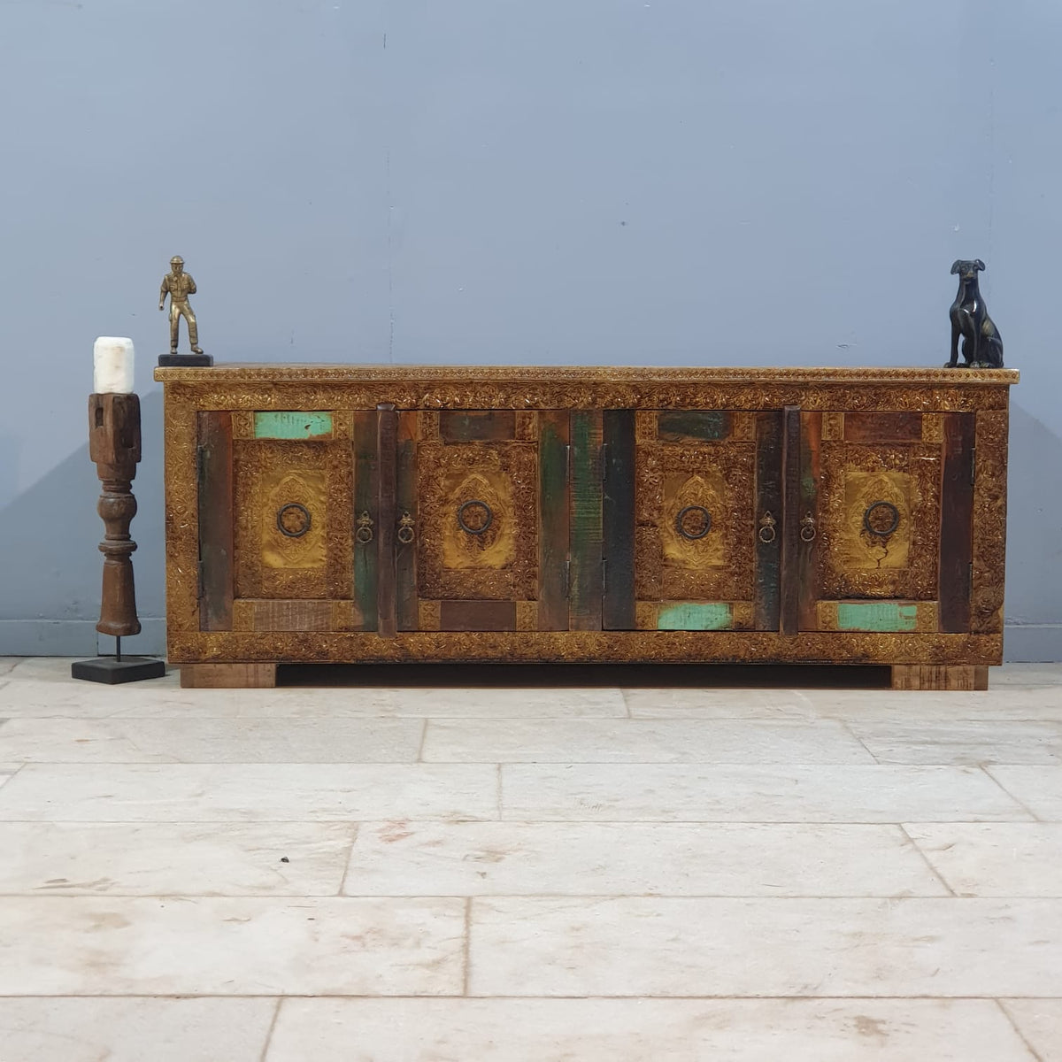 Antique Hand Carved Solid Wood Sideboard 160x40x60 cm