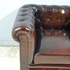 CHESTERFIELD Aged Leather Couch Lounge Single Seat Sofa