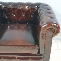 CHESTERFIELD Aged Leather Couch Lounge Single Seat Sofa