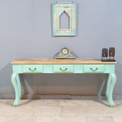 Antique handcarved French Colonial Hall Table 165CM - Turquoise