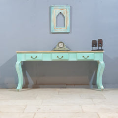 Antique handcarved French Colonial Hall Table 165CM - Turquoise