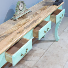Antique handcarved French Colonial Hall Table 165CM - Turquoise
