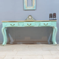 Antique handcarved French Colonial Hall Table 165CM - Turquoise