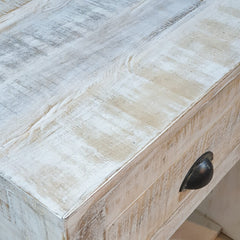 Indian Handmade Carved Solid Hard Wood Mehrab Style Console Hall Table with Drawers White 150x40x85Cm