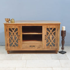 French Arch Style Hand Carved Solid Wood TV Unit 66