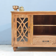 French Arch Style Hand Carved Solid Wood TV Unit 66