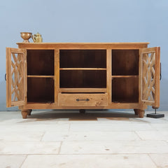 French Arch Style Hand Carved Solid Wood TV Unit 66