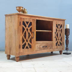 French Arch Style Hand Carved Solid Wood TV Unit 66