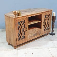 French Arch Style Hand Carved Solid Wood TV Unit 66