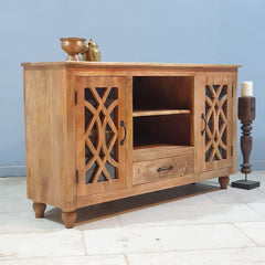 French Arch Style Hand Carved Solid Wood TV Unit 66