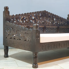 Mughal Garden Hand Carved Balinese Daybed 180X80X85 cm