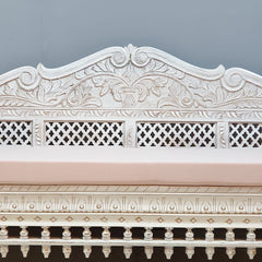 Mughal Garden Hand Carved Balinese Daybed White 190X95X90 cm