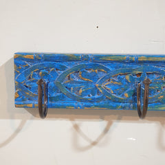 Indian Handmade Carved Solid Wood Wall Hanger 30x7x7 cm