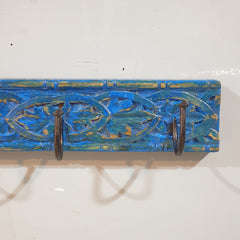 Indian Handmade Carved Solid Wood Wall Hanger 30x7x7 cm