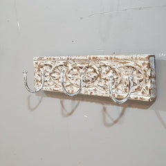 Indian Handmade Carved Solid Wood Wall Hanger 30x7x7 cm