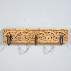 Indian Handmade Carved Solid Wood Wall Hanger 30x7x7 cm