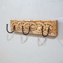 Indian Handmade Carved Solid Wood Wall Hanger 30x7x7 cm