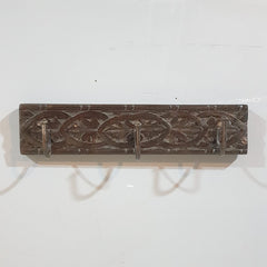 Indian Handmade Carved Solid Wood Wall Hanger 30x7x7 cm
