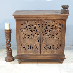 Indian Furniture Hand Carved Solid Wood Cabinet 90x40x90 Cm