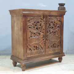 Indian Furniture Hand Carved Solid Wood Cabinet 90x40x90 Cm