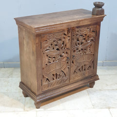 Indian Furniture Hand Carved Solid Wood Cabinet 90x40x90 Cm