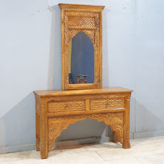 Mehrab Indian Hand Carved Hall Console Table Brown 121x38x76 cm