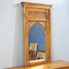 Mehrab Hand Carved Solid Wooden Mirror Frame Brown