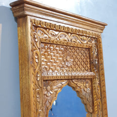 Mehrab Hand Carved Solid Wooden Mirror Frame Brown