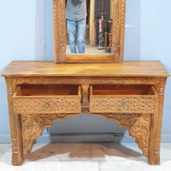 Mehrab Indian Hand Carved Hall Console Table Brown 121x38x76 cm