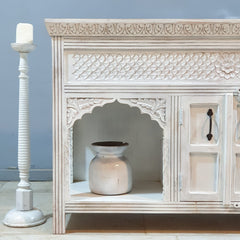 Pine Grove Handmade Solid Hard Wood Carved Console Table White