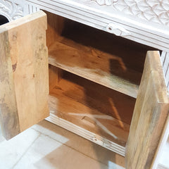 Pine Grove Handmade Solid Hard Wood Carved Console Table White