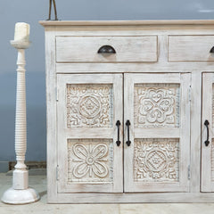 Indian Hand Carved Solid Wooden Sideboard C66