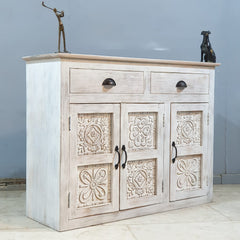 Indian Hand Carved Solid Wooden Sideboard C66