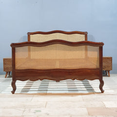 Rattan Elegance Series Solid Wood Cane Bed Frame