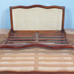 Rattan Elegance Series Solid Wood Cane Bed Frame