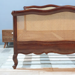 Rattan Elegance Series Solid Wood Cane Bed Frame